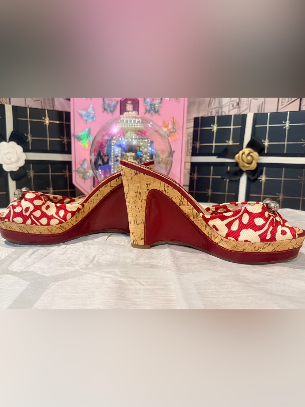 EUC🌺❤️Marc Jacobs 
Red and Cream Cork Platform Slide Mules. - Picture 6 of 9